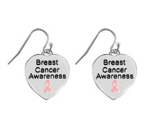 Load image into Gallery viewer, Breast Cancer Awareness Heart Earrings - The Awareness Company