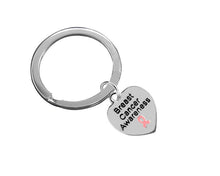 Load image into Gallery viewer, Breast Cancer Awareness Heart Pink Ribbon Keychains - The Awareness Company