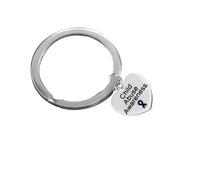 Load image into Gallery viewer, Bulk Child Abuse Awareness Dark Blue Ribbon Heart Charm Split Style Key Chains - The Awareness Company