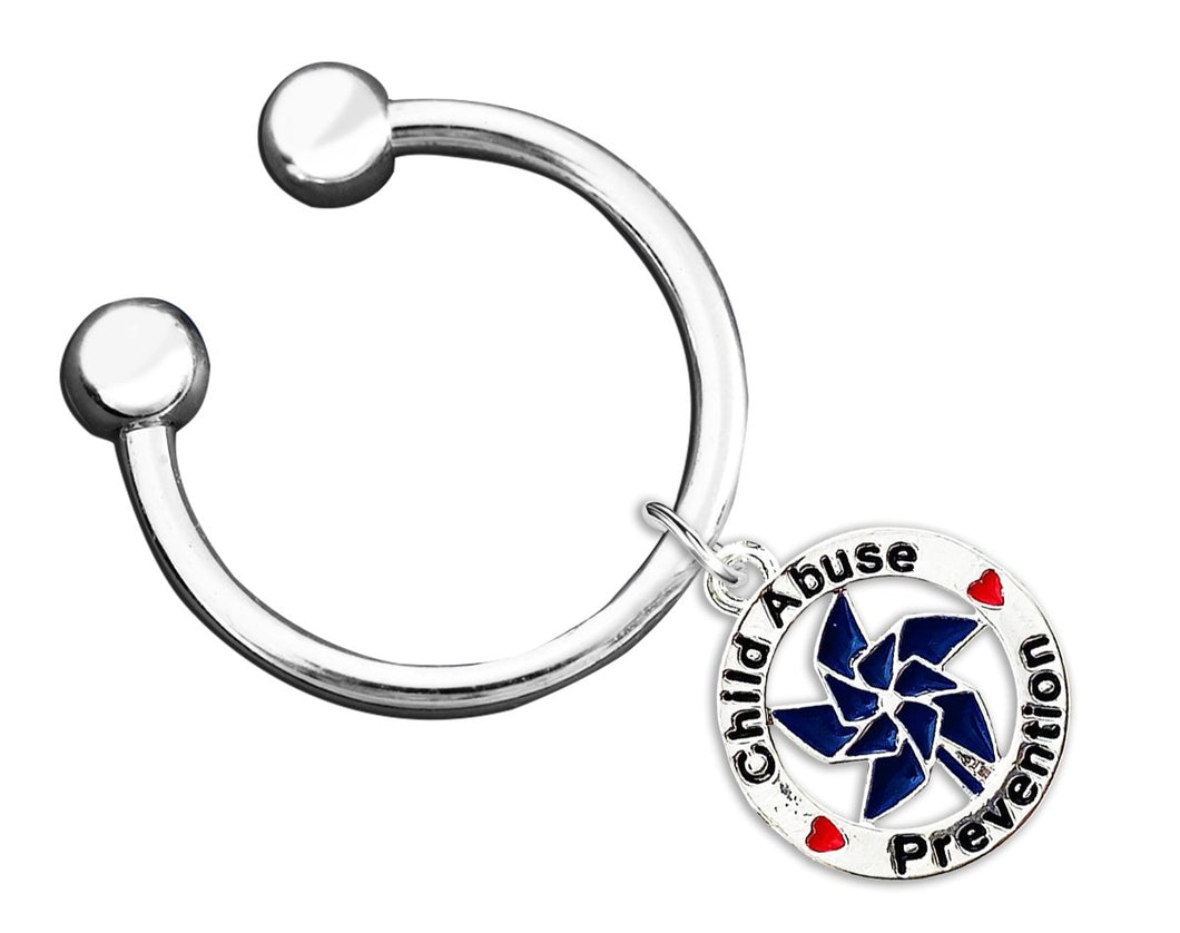 Bulk Blue Pinwheel Charm Child Abuse Prevention Key Chains - The Awareness Company