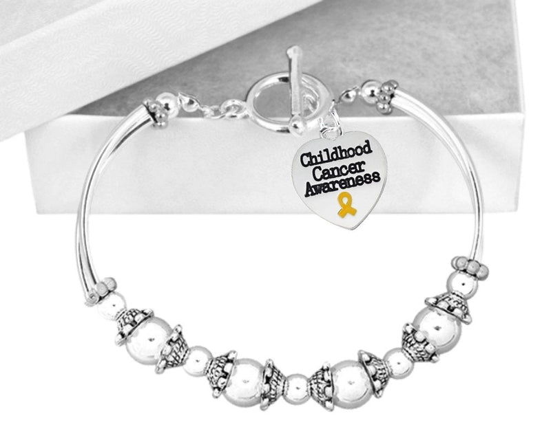 Childhood Cancer Awareness Heart Charm Partial Beaded Bracelets - The Awareness Company