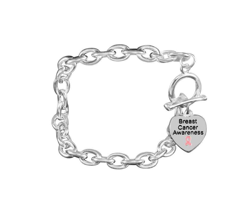 Chunky Bracelets with Breast Cancer Awareness Heart Charms - The Awareness Company