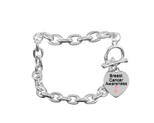 Load image into Gallery viewer, Chunky Charm Bracelets with Breast Cancer Heart Charms - The Awareness Company
