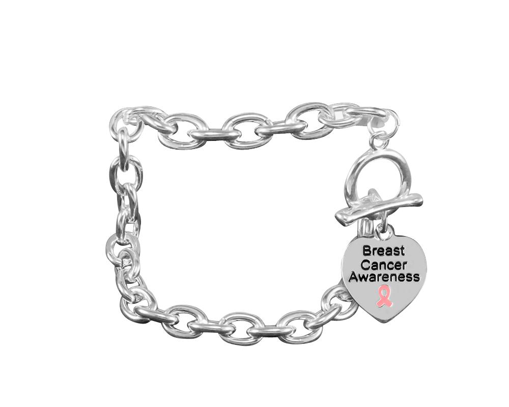 Chunky Charm Bracelets with Breast Cancer Heart Charms - The Awareness Company