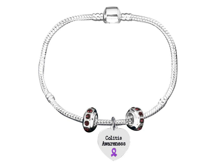 Bulk Colitis Charm with Crystal Accent Charms Bracelets - The Awareness Company