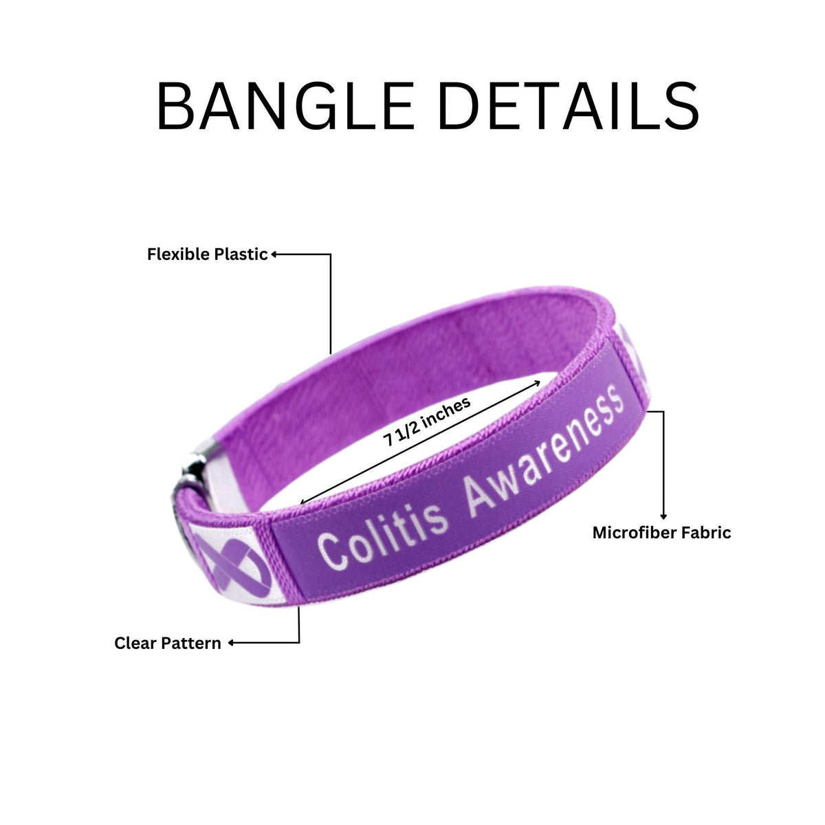 Bulk Colitis Awareness Purple Ribbon Bangle Bracelets - The Awareness ...