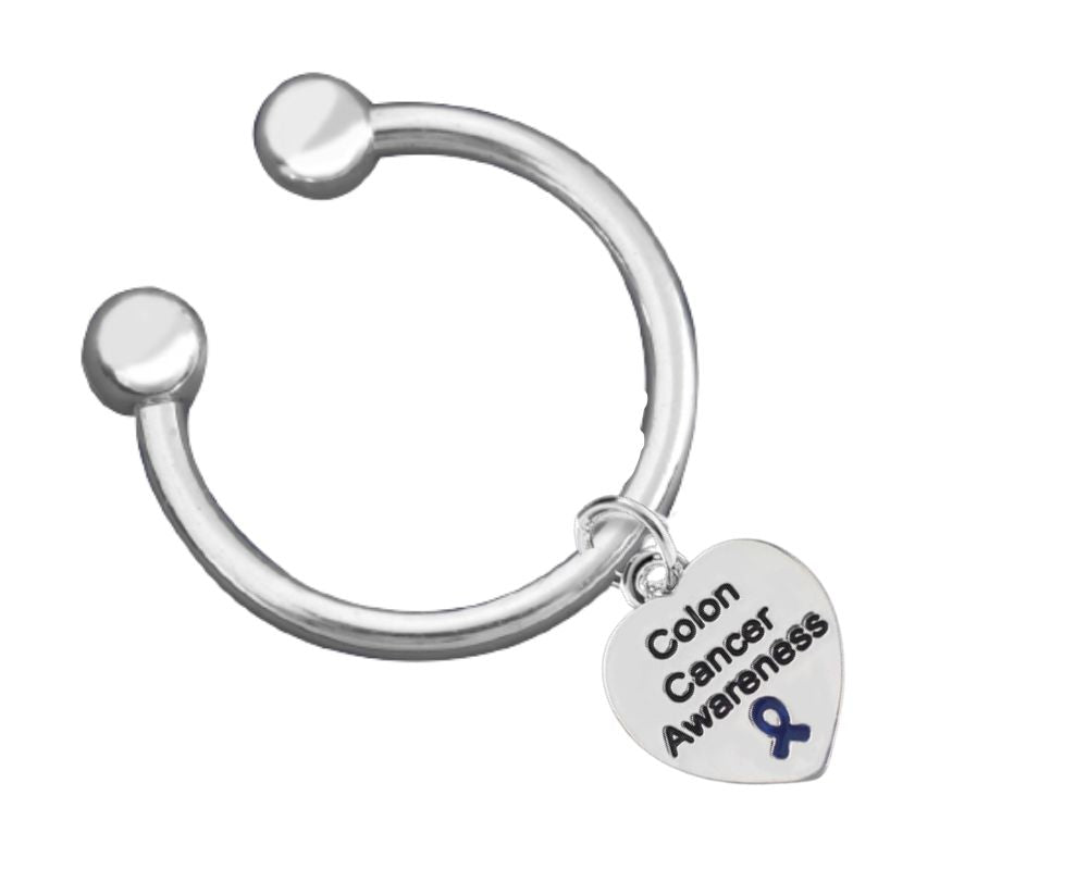 Bulk Heart Shaped Colon Cancer Awareness Key Chains - The Awareness Company