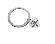 Load image into Gallery viewer, Bulk Heart Shaped Colon Cancer Awareness Split Style Key Chains - The Awareness Company