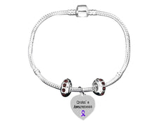 Load image into Gallery viewer, Crohn&#39;s Awareness Heart Charm Bracelets with Crystal Accent Charms - The Awareness Company