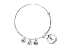 Load image into Gallery viewer, Bulk Crohn&#39;s Disease Purple Ribbon Retractable Charm Bracelets - The Awareness Company