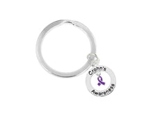 Load image into Gallery viewer, Crohn&#39;s Disease Purple Ribbon Awareness Circle Charm Split Style Keychains - The Awareness Company