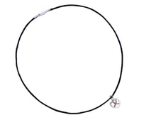 Load image into Gallery viewer, Crystal Heart Pink Ribbon Leather Cord Necklaces - The Awareness Company