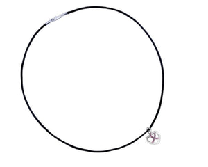 Crystal Heart Pink Ribbon Leather Cord Necklaces - The Awareness Company