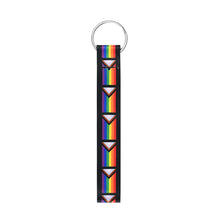 Load image into Gallery viewer, Daniel Quasar&#39;s &quot;Progress Pride&quot; Flag Lanyard Style Keychains - The Awareness Company