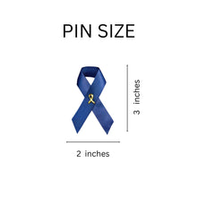Load image into Gallery viewer, Dark Blue Satin Ribbon Awareness Pins - The Awareness Company