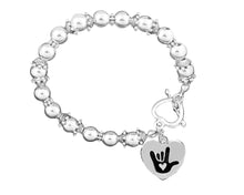Load image into Gallery viewer, Deaf Symbol for I love You Hand Sign Beaded Charm Bracelets - The Awareness Company