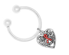 Load image into Gallery viewer, Decorative Heart Red Ribbon Key Chains - The Awareness Company