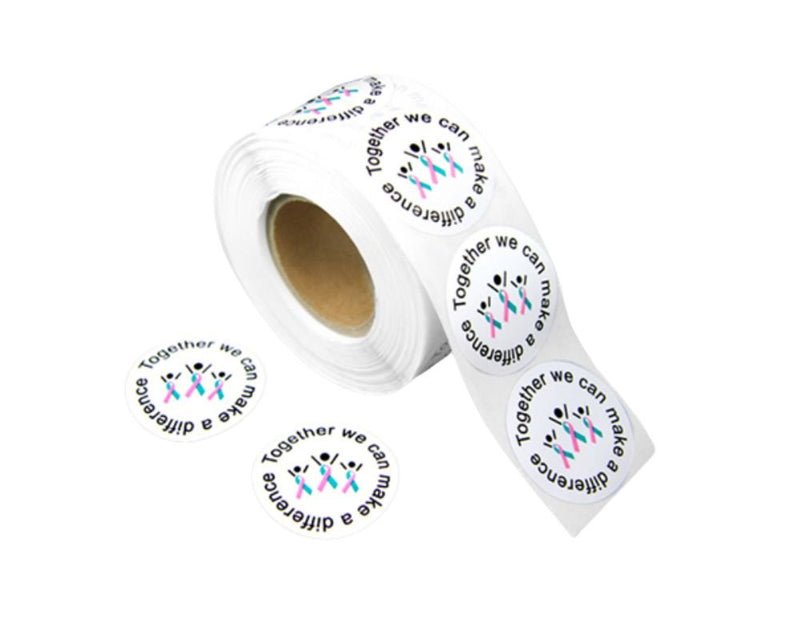 Difference Pink & Teal Ribbon Stickers (500 Stickers) - The Awareness Company