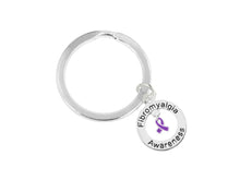 Load image into Gallery viewer, Fibromyalgia Awareness Ribbon Circle Charm Split Style Keychains - The Awareness Company