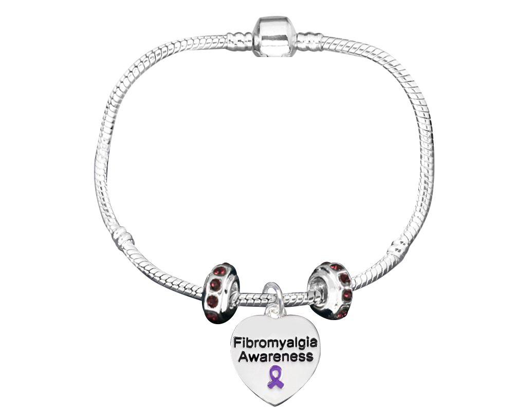 Bulk Fibromyalgia Charm with Crystal Accent Charms Bracelets - The Awareness Company