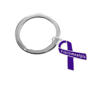 Load image into Gallery viewer, Fibromyalgia Purple Ribbon Awareness Split Style Keychains - The Awareness Company