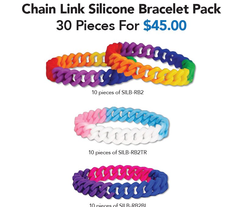 Gay Pride Chain Link Bracelet Variety Pack Bundle (30 Pieces) - The Awareness Company