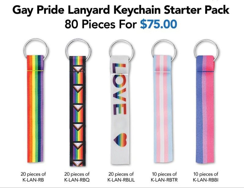 Gay Pride Lanyard Style Keychain Bundle (80 Pieces) - The Awareness Company