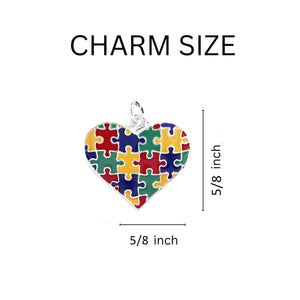 Hanging Autism Colored Puzzle Piece Heart Earrings - The Awareness Company