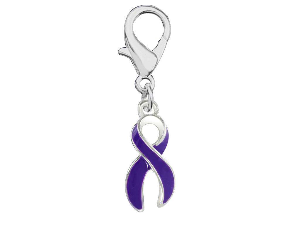 Large Purple Ribbon Hanging Charms - The Awareness Company