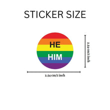 Load image into Gallery viewer, He Him Pronoun Rainbow Flag Stickers (250 Per Roll) - The Awareness Company