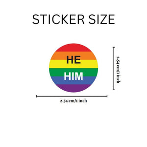 He Him Pronoun Rainbow Flag Stickers (250 Per Roll) - The Awareness Company