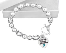 Load image into Gallery viewer, Heart Ovarian Cancer Awareness Charm Silver Beaded Bracelets - The Awareness Company