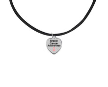 Load image into Gallery viewer, Heart Shaped Breast Cancer Awareness Leather Cord Necklaces - The Awareness Company