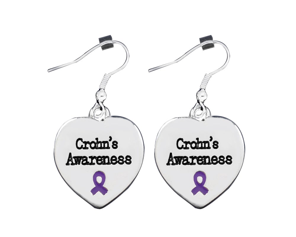 Heart Shaped Crohn's Disease Awareness Earrings - The Awareness Company