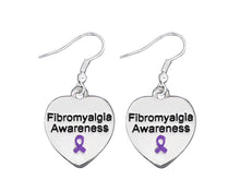 Load image into Gallery viewer, Heart Shaped Fibromyalgia Awareness Earrings - The Awareness Company