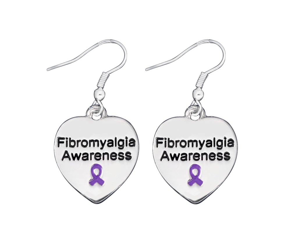 Heart Shaped Fibromyalgia Awareness Earrings - The Awareness Company
