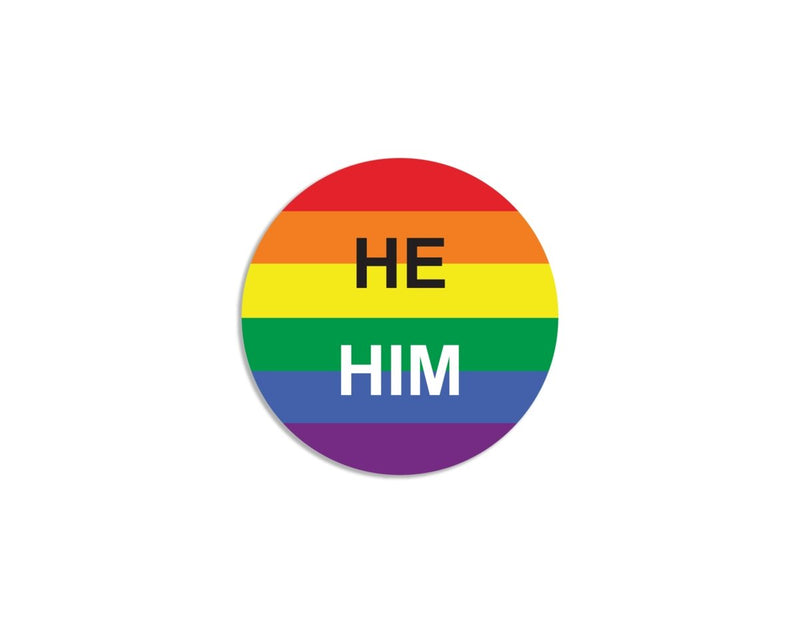 He/Him Pronoun Rainbow Flag Button Pins - The Awareness Company