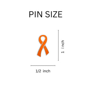 Large Flat Orange Ribbon Pins - The Awareness Company
