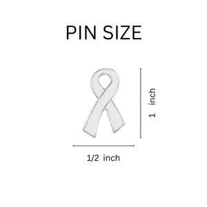 Large Flat White Ribbon Pins - The Awareness Company