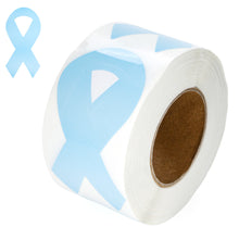 Load image into Gallery viewer, Large Light Blue Ribbon Stickers (250 per Roll) - The Awareness Company