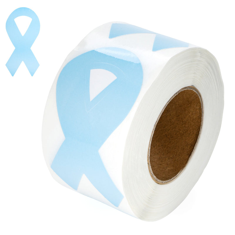 Large Light Blue Ribbon Stickers (250 per Roll) - The Awareness Company