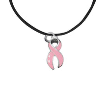 Load image into Gallery viewer, Large Pink Ribbon Leather Cord Necklaces - The Awareness Company