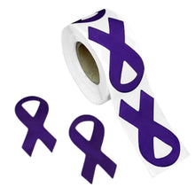 Load image into Gallery viewer, Large Purple Ribbon Stickers (250 per Roll) - The Awareness Company