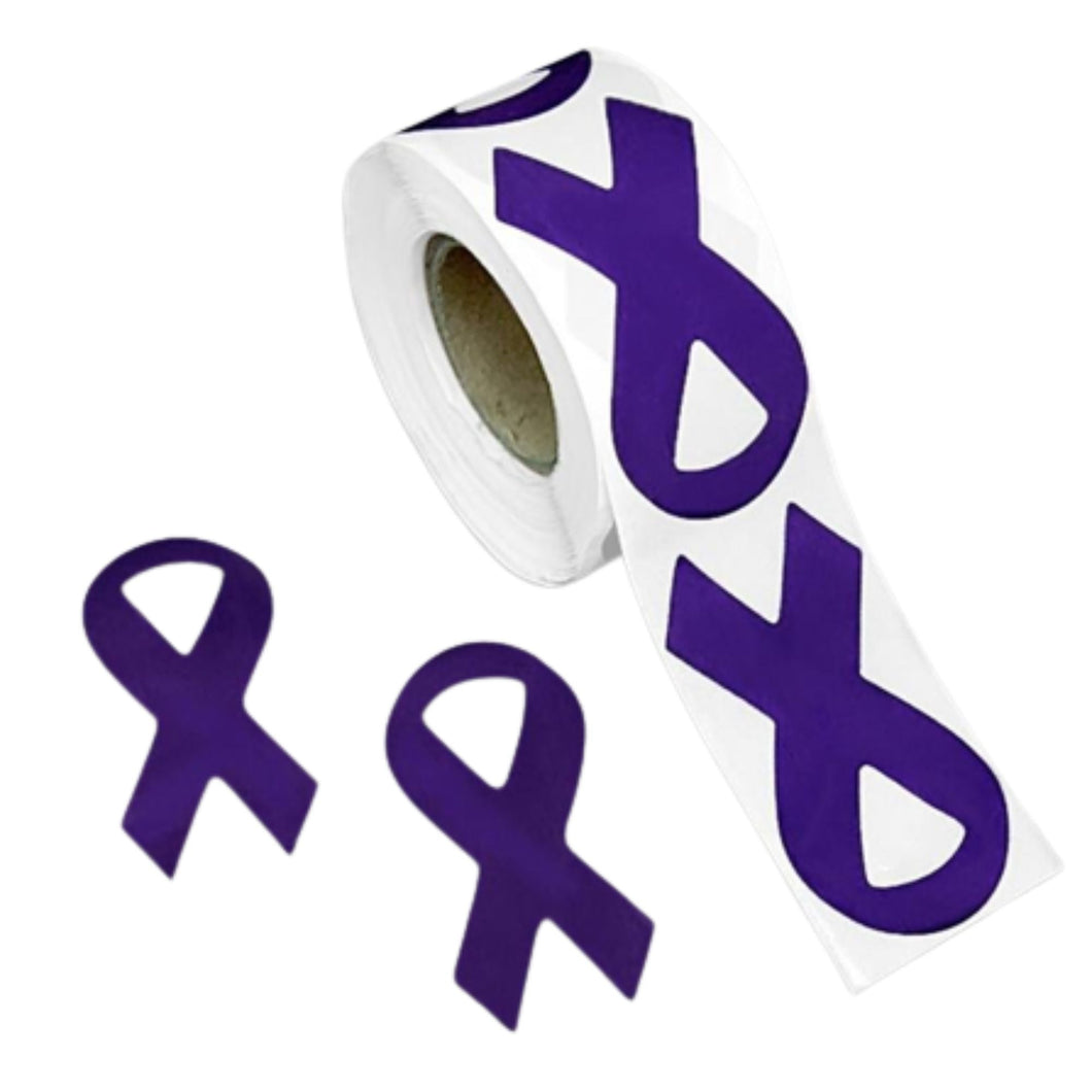 Large Purple Ribbon Stickers (250 per Roll) - The Awareness Company