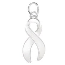 Load image into Gallery viewer, Large White Ribbon Awareness Charms - The Awareness Company