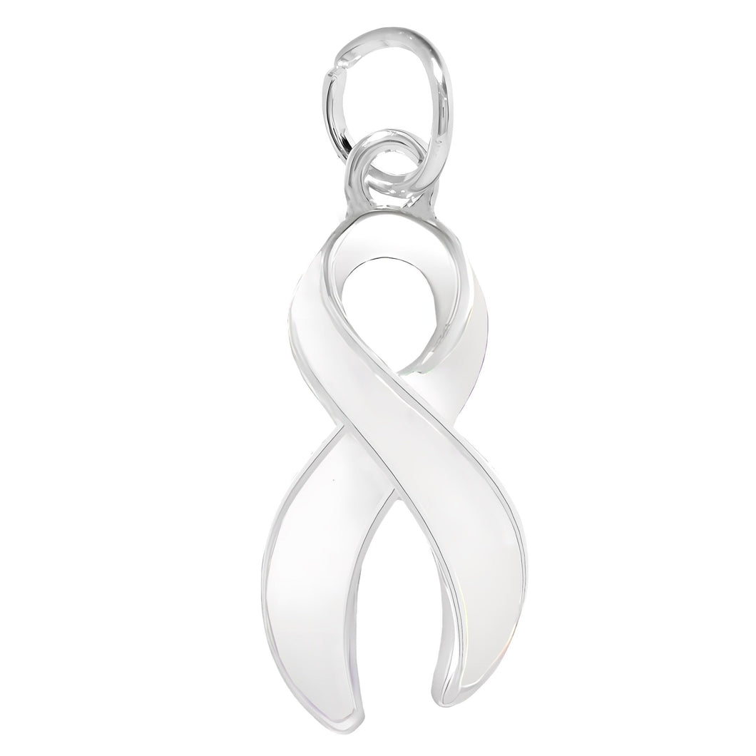 Large White Ribbon Awareness Charms - The Awareness Company