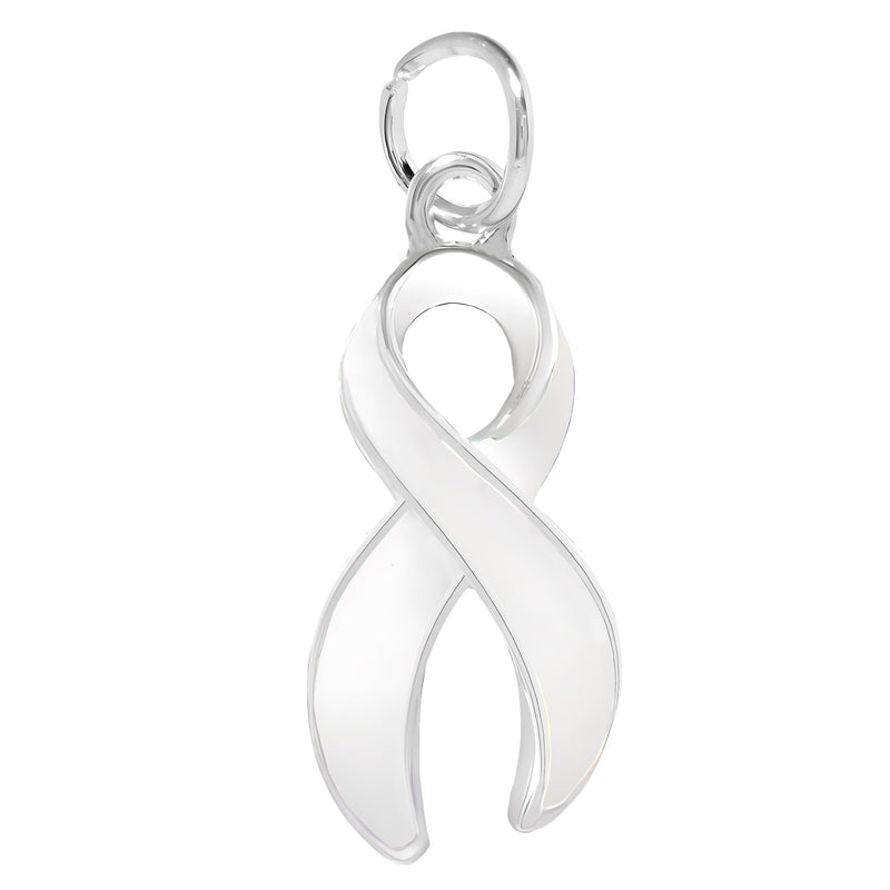 Large White Ribbon Awareness Charms - The Awareness Company