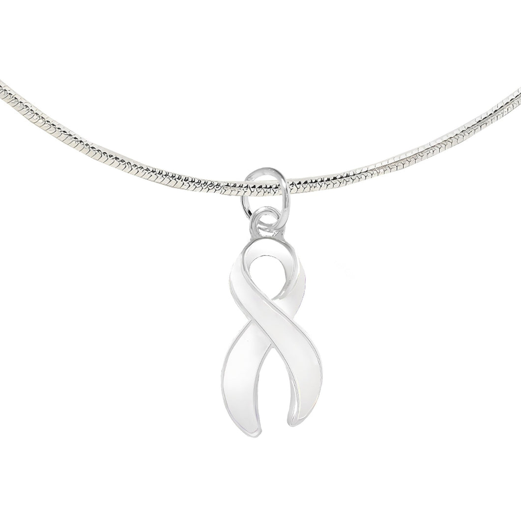 Large White Ribbon Necklaces - The Awareness Company