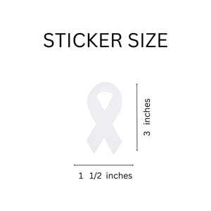 White Ribbon Stickers for Lung Cancer, Bone Cancer