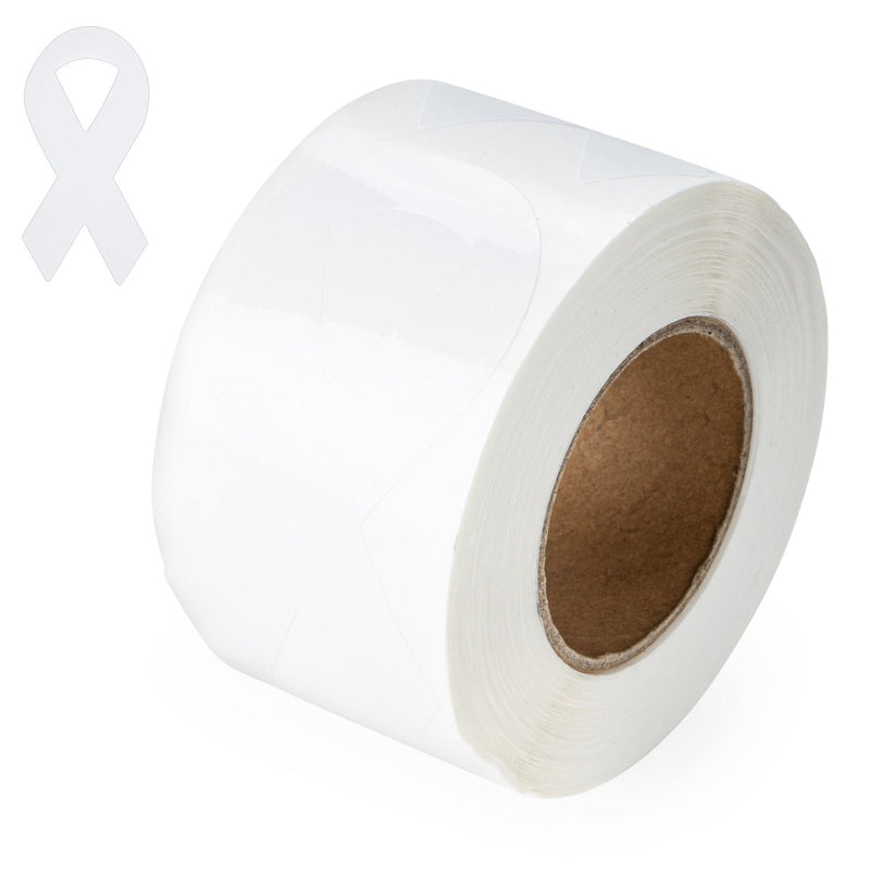 White Ribbon Stickers for Lung Cancer, Bone Cancer